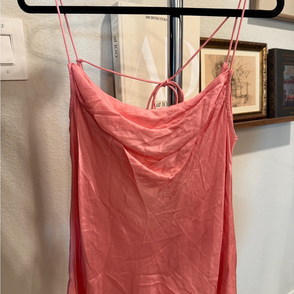 Anthropologie Coral Spaghetti Strap Dress